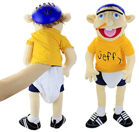 LORGL Jeffy Puppet Plush Toy Doll, Mischievous Funny Puppets Toy with Working Mouth, 60cm Soft Hand Puppet for Play House Gift for Birthday Christmas Halloween Party