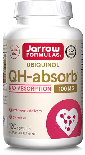 Jarrow Formulas, Ubiquinol QH-Absorb (Coenzyme Q10 Actif), 100mg, Hautement Dosé, 120 Capsules molles, Sans Gluten, Sans Soja, Sans OGM