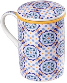 TEA SHOP - Taza de Té o Infusiones con filtro, infusor y tapa - Taza Classic Fez - Fabricada en Porcelana con diseño exclusivo y original