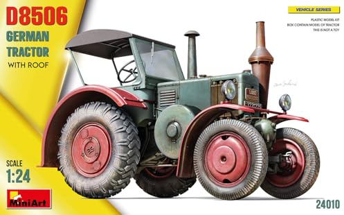 MiniArt 24010 1:24 Dt. Traktor D8506 m. Kabinendach - originalgetreue Nachbildung, Modellbau, Plastik Bausatz, Basteln, Hobby, Kleben, Modellbausatz, Zusammenbauen, unlackiert