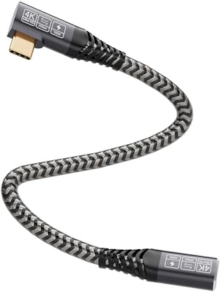 CAKOBLE USB C Verlängerung 20Gbps 100W/5A, USB C Kabel Verlängerung Unterstützt USB 3.2 Gen2,USB 3.1, USB 3.0, 4K @ 60Hz Kompatibel USB C Hub/USB C iPhone 15 ladegerät 0.25M usb c verlängerung 90 grad