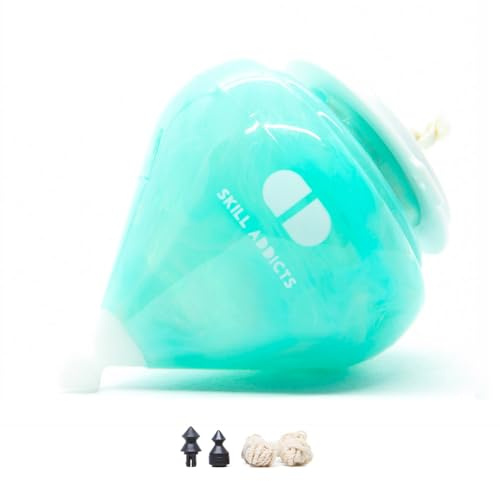 SA Fixed Spin Top - Turquesa (Incluye Accesorios de peonza, aplicación para Aprender Trucos de Spintop, Trompo)