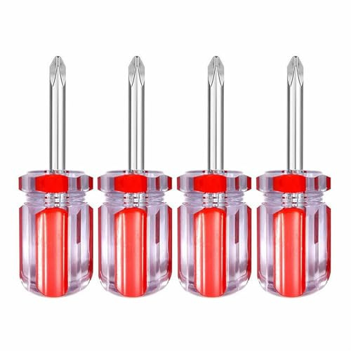 PANSHIYON Stubby Phillips Screwdriver,4 Pieces Short Phillips Screwdriver #2 Magnetic,Small Pocket Driver for DIY Repairing