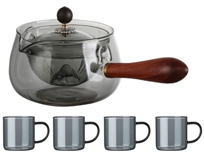 NEDLON Glass Rotating Teapot with Tea Cup,Portable Teapot Set 360 Rotation Tea Maker Infuser,for Camping,Office,Household