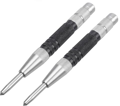 Bestgle 2pcs Automatic Center Punch 155mm, Heavy Duty Spring Loaded Hole Punch with Adjustable Tension, Stainless Steel Hand Tool for Metal, Wood, Glass & Emergency Use