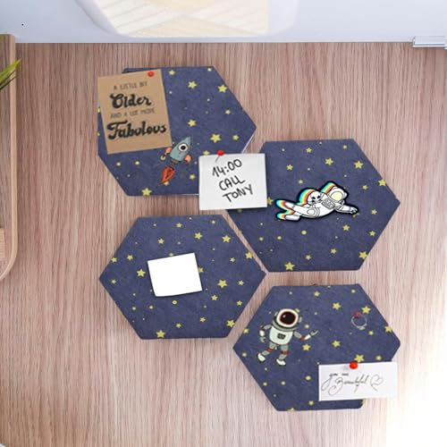 Filz Pinnwand Korkplatte, 4 Stück sechseckige Filz-Memo Boards,Selbstklebende Sechseckige Korkplatte Selbstklebende DIY,Selbstklebende Pinnwand,Wand Deko für den Camper, Wohnmobil oder Wohnwagen
