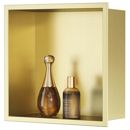 Neodrain Wandnische Dusche 30 x 30cm 304 Edelstahl Duschnische Gold Einbaunische Lagerung für Badezimmer
