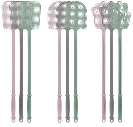 Juego de 9 matamoscas de plástico – Protección contra insectos en colores modernos – Repelente de insectos contra mosquitos, moscas y mucho más (50 cm)