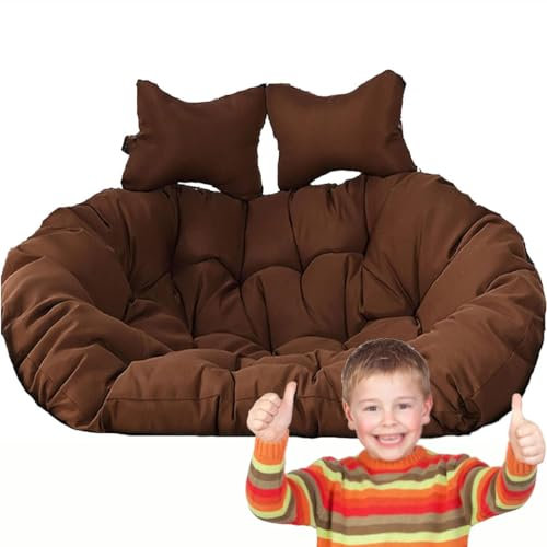 HAILM Hängesessel Kissen, Twin Sitzkissen Hängesessel 2 Personen, Ultra Dick Anti-Verformung Auflagen Polster Für Schwingsessel, Indoor Outdoor Hängesessel Polsterauflage,Braun