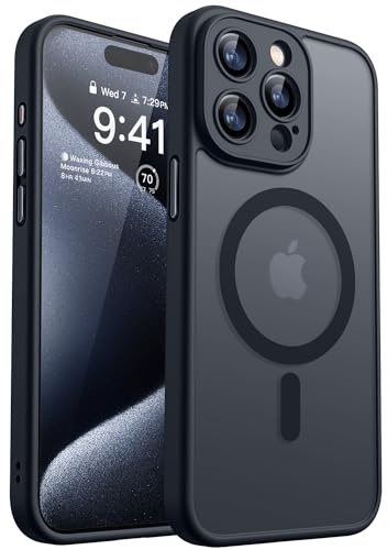 CANSHN für iPhone 15 Pro Hülle mit Kameraschutz, Schwarz