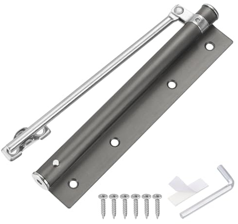QUARKZMAN Chiudiporta a Molla 195 Mm/7,68, Chiudiporta Automatici Acciaio Inossidabile Velocità Chiusura Regolabile per Porte Domestiche a Chiusura Automatica 20-40 Kg, Grigio