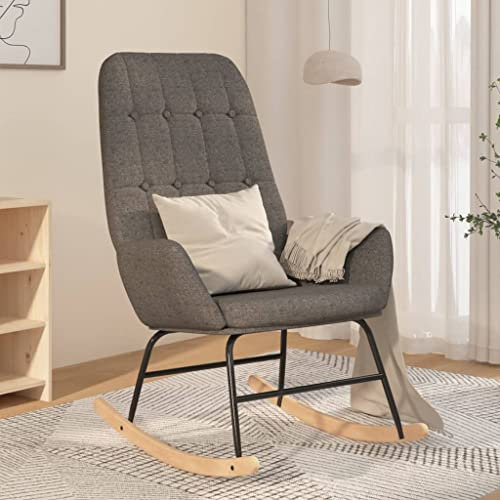 ZEYUAN Schaukelstuhl Hellgrau Stoff Schaukelsessel, Sessel Wohnzimmer, Stillsessel, Schwingsessel, Ohrensessel, Tv Sessel, Rocking Chair, Relaxsessel - 341253