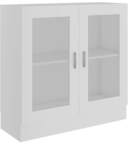 SDWEHO7 Vitrinenschrank mit Türen, Vitrine mit Stauraum, Modern Aufbewahrungsschrank Bücherschrank Standvitrine für Wohnzimmer Büro, Weiß 82,5x30,5x80 cm Holzwerkstoff