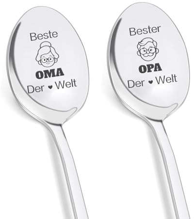 Regalo Festa dei Nonni Cucchiaini,2pcs Cucchiaini da Caffè Acciaio Inossidabile,Regali di Natale Nonni,Festa dei Regalo Nonni Personalizzato,Regalo Nonno Compleanno,Festa dei Nonni Regalo