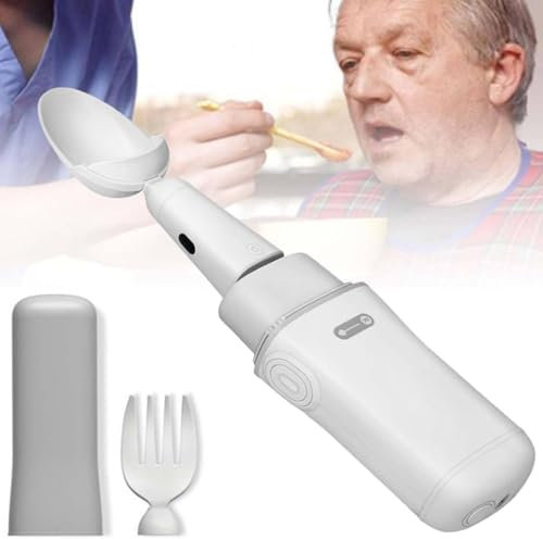 YLANMEI Cuillère Intelligente Anti-Secousses, Aide À L'alimentation Anti-Secousses pour Personnes Handicapées, Cuillère Gyroscopique Anti-Secousses, avec Cuillère Fourchette, pour La Myasthénie