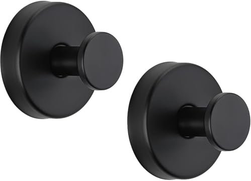 Gewtur Suction Cup Hooks, Matte Black Stainless Steel Suction Hook for Shower Bathroom Towel Hook Holders Shower Hooks Hanging Towels, Loofah, Robe, Coat, 2 Pcs