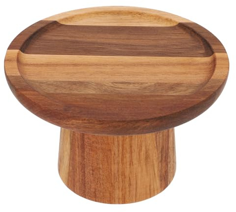 NUOBESTY Wooden Cake Stand Cake Display Holder and Fruit Serving Plate for Cupcakes Dessert Wedding Picnic Kitchen Restaurant Banquet Party Table 5.91in Round