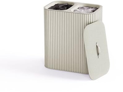 Joseph Joseph Tota Twin Luxe 90L Bamboo Laundry Basket, 2x 45L Compartments, Removable Bags, Ecru