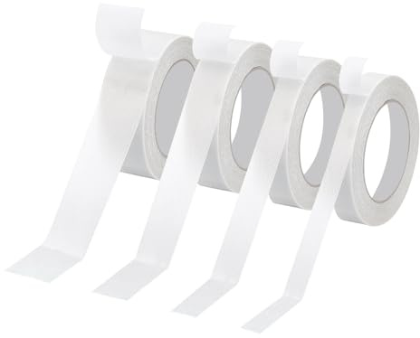 PATIKIL Fabric Tape, 4 Roll Double Sided Fabric Tape Heavy Duty Sticky Carpet Tape Mesh Tape for Carpet Floor Wall Photo DIY Crafts Clothes, 66 Feet x 0.4/0.6/0.8/1, White