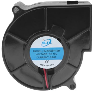 SQXBK Ventilateur de soufflage 7530 - 12 V - Étanche - Double boule - Sans balais - Ventilateur centrifuge CC - Ventilateur en plastique pour tables de cuisson à induction