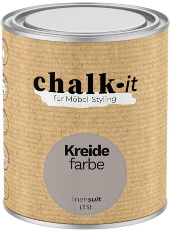 chalk-it Kreidefarbe 750ml (33) Linen Suit Möbel Farbe Shabby Chic Holzlack Natur Vintage Look Möbellack Erfüllt EN71-3 Sicher Kindermöbel Spielzeuge