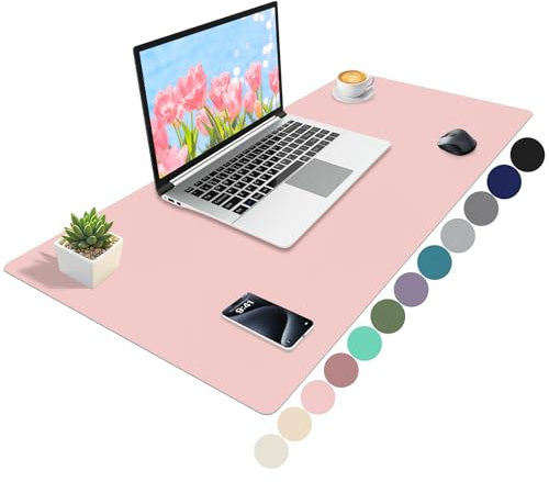 Niviy Tischunterlage XXL Schreibtischunterlage 100X40CM | Rutschfester PU Leder Office Mousepad, wasserdichte Schreibunterlage, Büro Organizer Mauspad für Büro, Home und Laptop Rosa