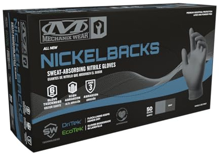 Mechanix Wear Nickelbacks: guantes de nitrilo absorbentes de sudor de 6 mil (paquete de 50)