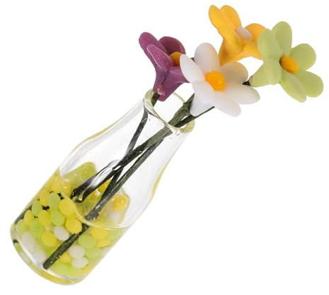 SKISUNO Miniature Daisy Vase for Dollhouse Tiny Toys Miniature Flowerpot Glass Micro Landscape Decoration for Dollhouse Ornament