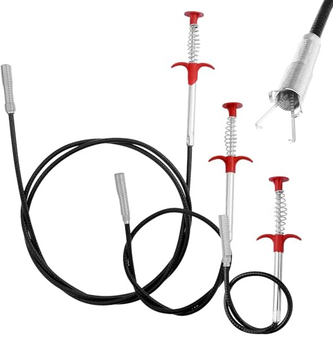 3 Stück Krallengreifer 2m/0,9m/0,6m, Abflussreiniger Spirale, Flexibel Greifkralle Greifer, Rohrreinigungsspirale, Abflussreiniger Spirale Einziehbaren greifer für Küche Bad