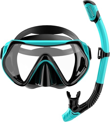 Schnorchelset Erwachsene Trocken mit Maske & Schnorchel Antibeschlag 180°-Panoramablick Schnorchelset Damen Herren zum Schnorcheln Schwimmen Strandurlaub