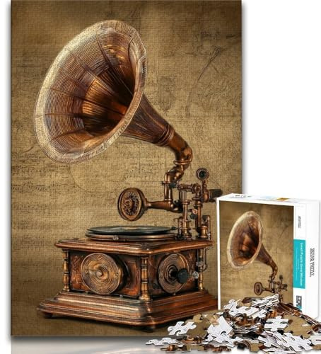 Puzzles for Adults Retro Gramophone Puzzles for Teenagers 1000 Pieces,Relax Games Is Ideal As A Gift for The Whole Family (26x38cm)