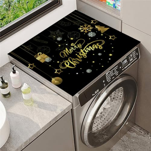 Highdi Style de Noël Housse de Protection pour Machine à Laver Top, Coussin de Machine à Laver Antidérapant Housse de Machine à Laver pour Machine à Laver Sèche-Linge (Joyeux Noël,30x40cm)