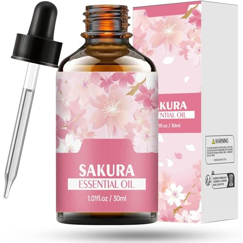 NURCIX Sakura Extracto de plantas Facial Aceite esencial para el cuidado de la piel, Fragrancia rica y duradera(1.01Fl Oz)