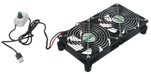 EpheyFIF Ventilador de enfriamiento de chasis, 8 cm, negro, ventilador de regulación de velocidad continua, 5 V, bajo voltaje, control de velocidad ajustable, diseño compacto, alimentado por USB