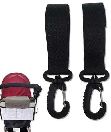 Mosquetón giratorio – Clip para cochecito de 360 grados, accesorio para de pañales de 2 piezas, de gancho para mochila, transporte de compras de comestibles, organización de suministros