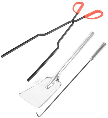 MOBUTOFU Set D'ustensiles pour Cheminée Comprenant Pelle de Rechange en Fer et Pince à Cheminée Poignée Confortable, pour Ramassage de Charbon et Cendres Jardin Familial