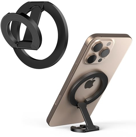 Magnetic Phone Ring Holder Stand, 360 Rotating Phone Grip with Two-Sided Magnetic for iPhone 17 16 15 14 13 Pro/Pro Max/Air Mag-Safe Phone Case (Black)