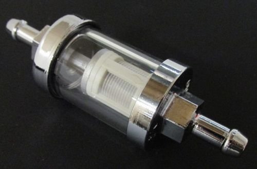 6mm Glas Benzinfilter Chrom Universal passend für Mofa Moped Roller Motorrad Auto Oldtimer – 1/4 Zoll Filter