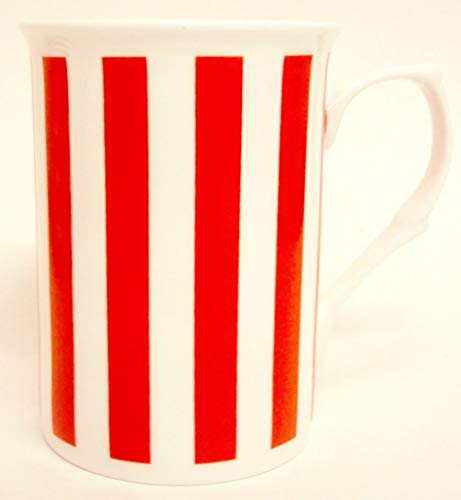 Fromeuropewithlove Lot de 2 mugs en porcelaine fine à rayures verticales rouges décorés à la main au Royaume-Uni