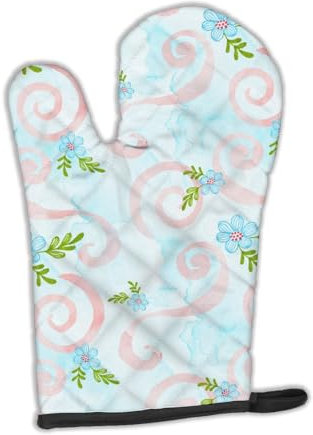 Caroline 's Treasures bb7482ovmt Watercolor blau Blumen und wirbelt verziert Ofenhandschuh, 30,5 x 21,6 cm Multicolor