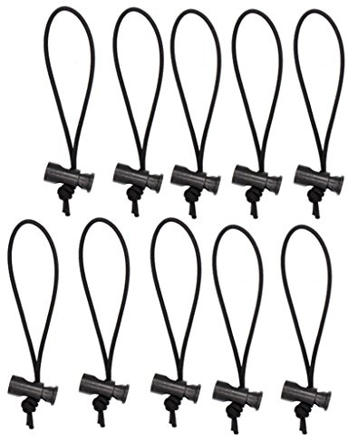 Foto&Tech Paquete de 10 bridas multiusos extragruesas para cables y organizador, ajustable, lazo elástico, eliminador instantáneo del desorden, domador de enredos, gestión de cables para cables y