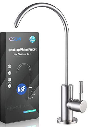 ESOW Kitchen Water Filter Faucet, 100% Lead-Free Drinking Water Faucet Fits Most Reverse Osmosis Units or Water Filtration System in Non-Air Gap, Stainless Steel 304 Body Brushed Nickel Finish