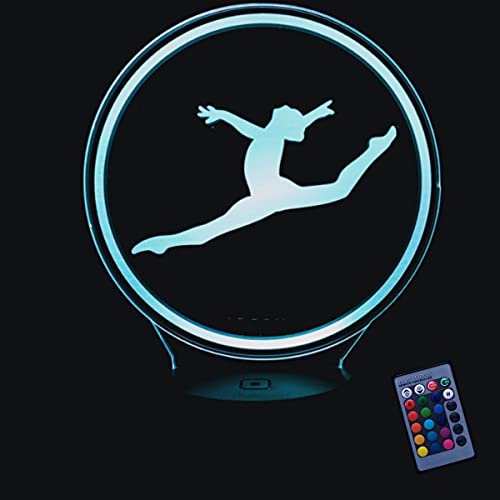YTDZLTD Kreative 3D Gymnastik Nacht Licht 16 Farben Andern Sich Fernbedienung USB-Strom Touch Schalter Dekor Lampe Optische Täuschung Lampe LED Lampe Tisch Kinder Brithday Weihnachten Geschenke