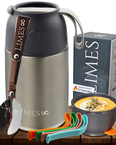 Boîte isotherme 700 ml en acier inoxydable de qualité supérieure, récipient alimentaire anti-fuite Cafe Chaud ou Froid (gris/orange 700 ml)