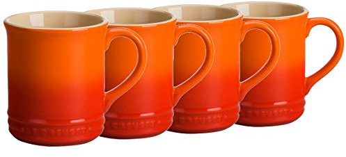 Le Creuset Set mit 4 Tassen aus Steingut, je 400 ml, Flamme