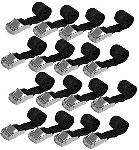 16 Correas de Amarre Kit de fijación, Correa de sujeción para Puerta de Bicicleta, Correas de Bloqueo para Coche, camión, Carga, con Hebilla de sujeción, para Transporte de Motocicleta, camión,