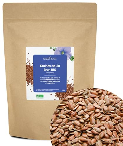 Graines Lin Brun BIO - La Compagnie des Sens - 1kg - Riche en Oméga-3, Fibres & Antioxydants