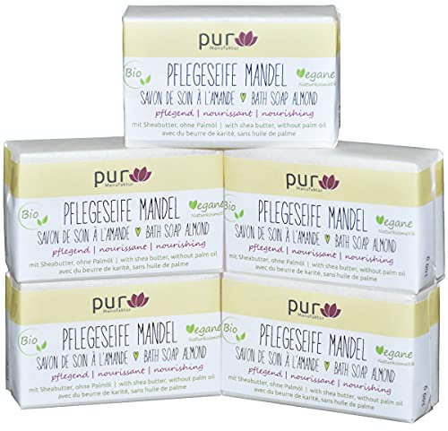 5er-Pack Pflegeseife Mandel mit 5 x 100 g Bio Sheabutter-Naturseife