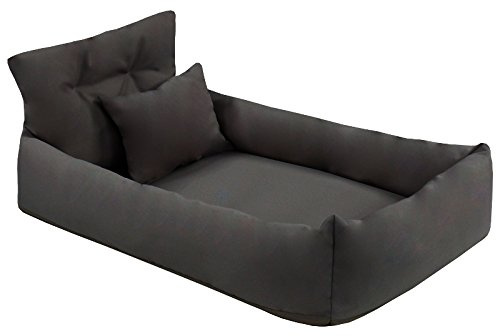 Juelle Orthopädisches Hundebett Kunstleder Hundesofa mit Orthopädischer Matratze für Große Hunde Abnehmbarer Bezug, Maschinenwaschbar, Hugo L-XXL (Grafit), XXL - 130x100x20 cm
