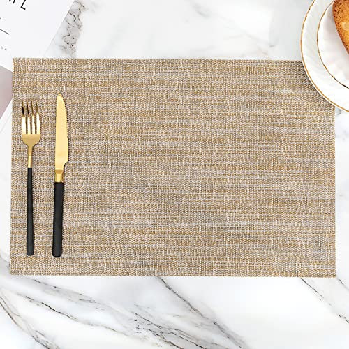 Manteles Individuales Yute Marrón Mantel Individual PVC Lavable Salvamanteles Individuales Resistente al Calor Bajoplatos Antideslizante Individuales Mesa 30x45cm 6 Pcs